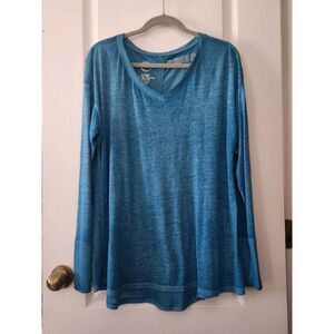 Maurices 24/7 Women's  V-Neck Lightweight Sweater Long Sleeve Cotton Blue size L